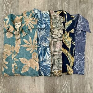 Cooke Street Hawaiian Aloha Shirt LOT OF 5 Mens Large Waves Floral Blue & Green